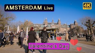 A Beautiful Sunny Valentines Day in Amsterdam - 4K Downtown Tour -De Pijp - Vondelpark - Leidseplein