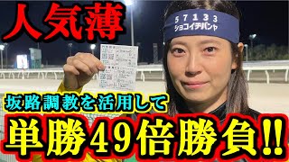 【人気薄】単勝49倍の馬券勝負！？普段じゃ買わない馬を調教映像を見て買ってみた!!【競馬女子】