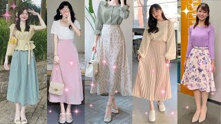 +120 Korean style long skirt designs||2024 cool color skirts