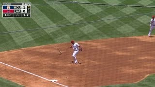 HOU@LAA: Gattis loses his bat on a strikeout