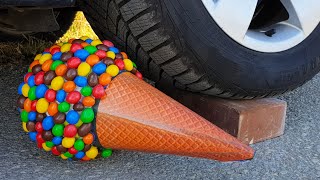 Experiment Car vs M&M ICECREAM vs Watermelon vs Jelly | Crushing Crunchy & Soft Things by Car