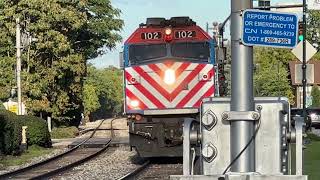 METX 102 And METX 123 Doubleheader Leads Outbound Metra Train #HX03 At Lemont On October 7, 2023