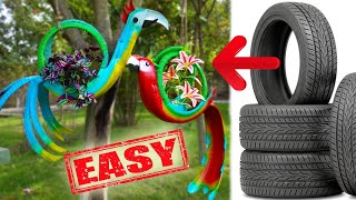 Awesome DIY handmade! How to make a beautiful parrot from an old tire?