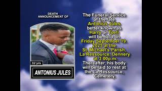 Antonius Jules ~ Short Obituary