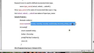 ENUMERATIONS IN C PROGRAM EXAMPLE DEMO