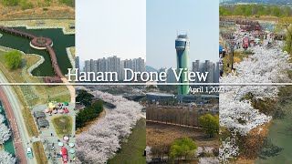 [4K] 하늘에서 본 하남시 벚꽃 😁 HANAM DRONE VIEW [4K]. April 1.2023 🎇