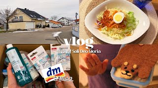 eng•vlog 🇩🇪 #47 장보고 요리하는 독일 주부일상, dm 쇼핑리스트, 힐링산책, 임신 27주👶🏻 (비빔국수, 짜장면, 감자샌드위치, 제육볶음, 소고기김밥)