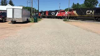 CN GE ES44DC 2231 leading L588. Trailing Units CN 2312 GE ES44AC, CN/IC GP38-2’s 9612 \u0026 4805.