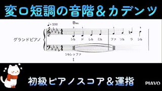 【主要3和音B♭m、E♭m、F7／Ⅰ、Ⅳ、Ⅴ7】変ロ短調の音階＆カデンツ【初級ピアノ スコア＆運指】