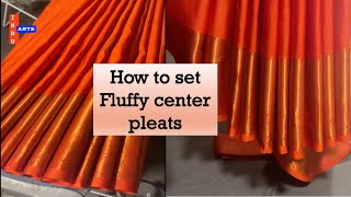 How to set Fluffy center pleats Heatless pleating Step by step saree center pleating explanation