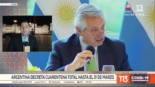 Argentina decreta cuarentena total hasta el 31 de marzo