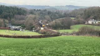 57603 dragging 57605 plus Night Riviera sleeper ECS up Dainton Bank