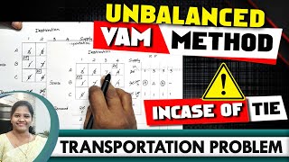 Unbalanced | VAM | Transportation Problem | Vogel's Approximation Method In case of Tie | Kauserwise