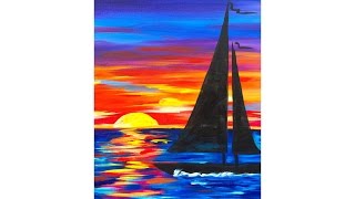 Sailboat Sunset Seascape Acrylic Painting for Beginners | TheArtSherpa
