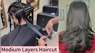 How to do medium layers cut | layers cut कैसे करते है |step by step| how to do layercut with blowdry