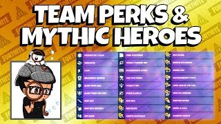 Fortnite STW | GUIDE : Team Perks From Mythic Heroes