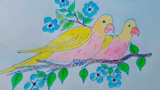 How to draw birds drawing easy step by step learn #nature #art #village #drawing #painting