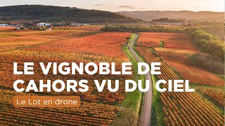 Le vignoble de Cahors en automne vu du ciel