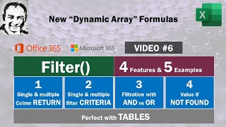 Excel Dynamic Array Functions Video#6: FILTER function easy Explained, 4 concepts in 5 examples