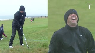 Rory McIlroy makes an adventurous par in treacherous conditions 🥶