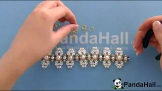 PandaHall Video Tutorial on Making Bead Stitch Flower Cuff Bracelet