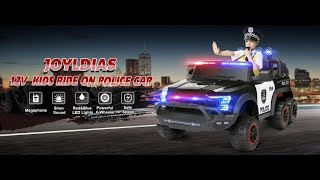 JOYLDIAS Kids Ride On Police Car 12V Battery Powered Electric Cars W/2.4G Remote Control