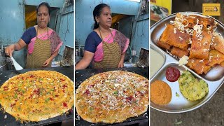 Cute Aunty Making Cheese Curd Dosa Kolhapur Street Food | Indian Street Food