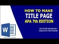 How to Make a Title Page: APA 7th edition | APA Style 7th Edition: Student Paper Formatting