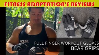 Bear grip gym full finger workout gloves | Review by Fitness Adaptations #fullfingerworkoutgloves