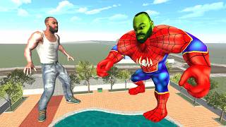 Franklin Fight Spiderman Hulk in Indian Bike Driving 3D