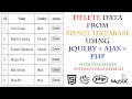Delete Data From MySQL Database Using jQuery, Ajax, PHP | Delete Data Without Page Refresh In PHP