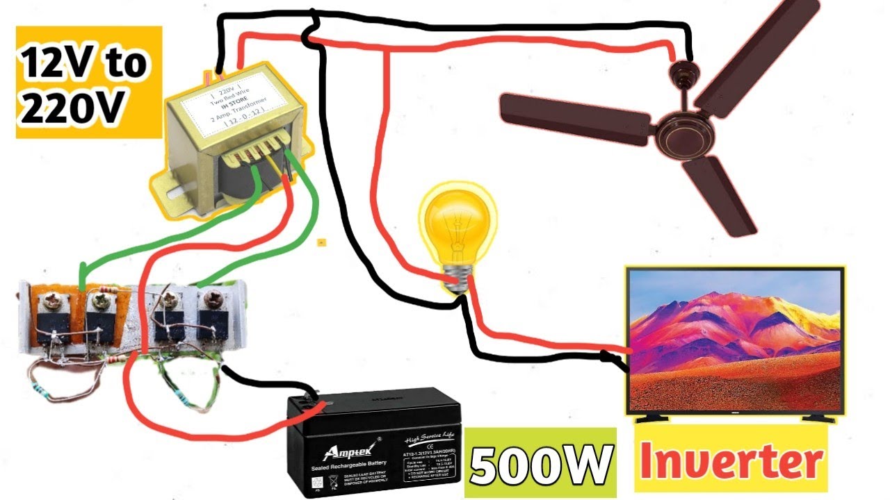 12V To 220V Inverter 500W | | 500 Watt Inverter From Old Ups - YouTube