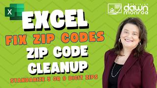 Microsoft Excel Zip Code Fix | Five Digit and Nine Digit Zips | Zip Code + 4 Format