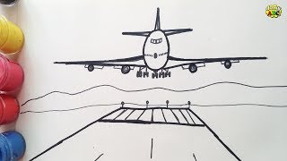 Learn how to draw boeing 747 landing Aeroplane| Drawing simple plane class for beginners