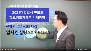 입시컨설팅. 2021 대학입시 변화와 학교생활기록부(생기부) 작성법. 강남하이퍼리뷰학원. 신학기 고1~고3 입시컨설팅