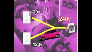 HOW TO GET 240 VOLTS by combining 2 120v outlets. #electricity #diy