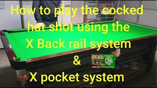 TUTORIAL 8 BALL HOW TO PLAY COCKED HAT SHOT  USING X BACK RAIL SYSTEM \u0026 X POCKET SYSTEM.