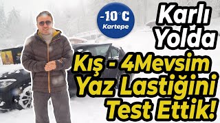 Karlı Yolda YAZ - 4 MEVSİM ve KIŞ Lastiği Frenleme Testi