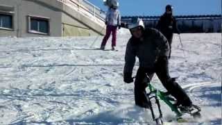 Ski Bike foot out on the inside when learning or icy conditions