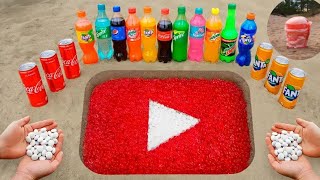Youtube logo in the hole with orbeez,coca cola,mentos &popular sodas#shorts #Experiment#orbeez