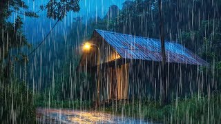 Fall Asleep in Just 3 Minutes with Torrential Rain \u0026 Powerful Thunder on a Tin Roof in the Forest