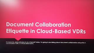 Document Collaboration Etiquette in Cloud-Based Virtual Data Rooms (VDRs)