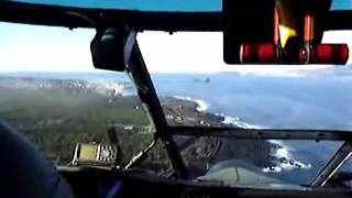 Portuguese Air Force Puma flying over snow covered Pico