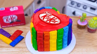 🌈Rainbow Cake Recipes🌈Making Tasty Miniature Rainbow KITKAT Heart Chocolate Cake Decorating Ideas