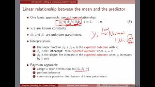 [Bayesian linear regression] Adding a continuous predictor and the CE example