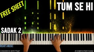 Tum Se Hi Piano Instrumental Tutorial l Sadak 2 | Cover | Notes | Karaoke