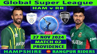 Hampshire Hawks vs Rangpur Riders | HAM v RR | Global Super League 2024 | Cricket Info Live