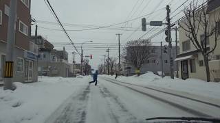 北野通[ #札幌市 1080p 車載動画 雪道ドライブ]：東北通交点～厚別中央通交点