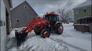 Plowing snow and tractor chains