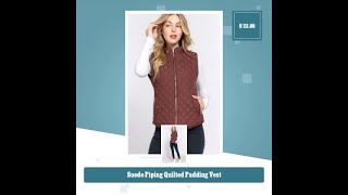 Suede Piping Quilted Padding Vest| #Shorts